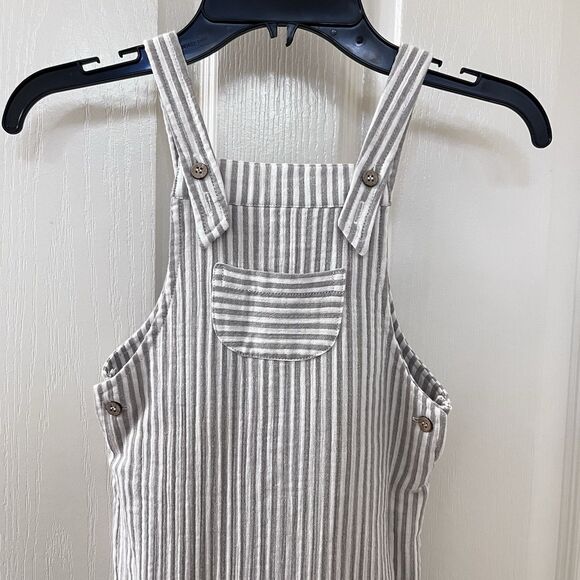 Rylee + Cru Olive Striped Cotton Baby Overalls Size 2-3 years - Picture 2 of 14